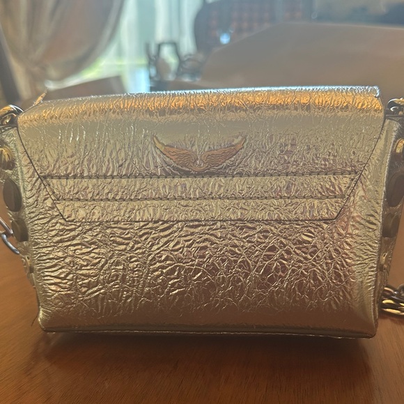 Zadig & Voltaire silver foil leather mini Bag, silver metal chain. Rare Find! - Picture 5 of 12